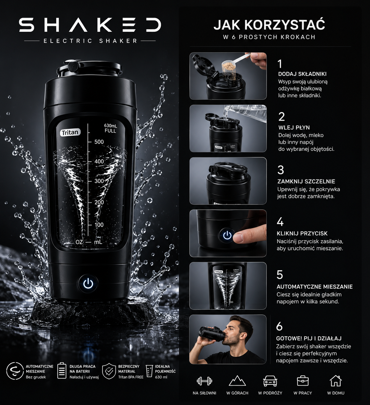 Jak korzystać z Shaked - elektryczny shaker — 6 prostych kroków